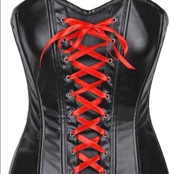 Daisy Corsets Lavish Wet Look Faux Leather Lace-Up Over Bust Corset Size Large - Picture 4 of 4
